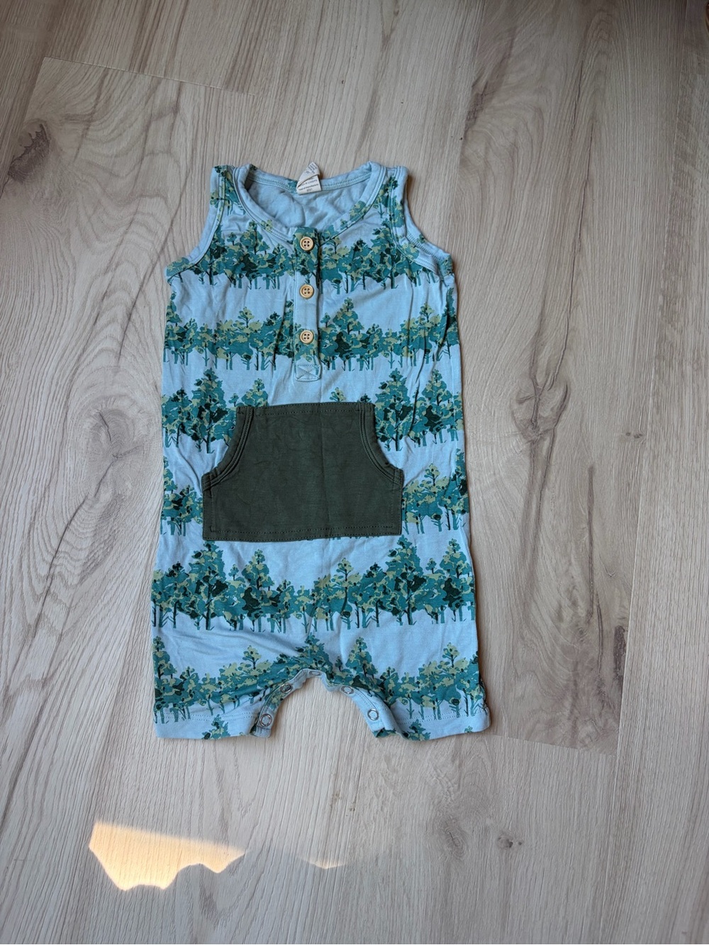 Kate Quinn 12-18 months Blue and Green Tree Print Romper